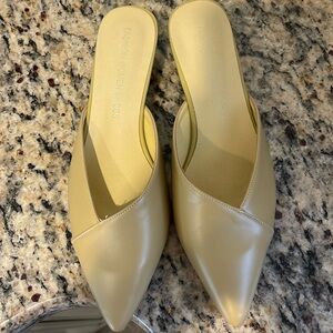 Sandals Classic Faux Leather Pointed Toe Backless Ultralight Low Heel Sandals